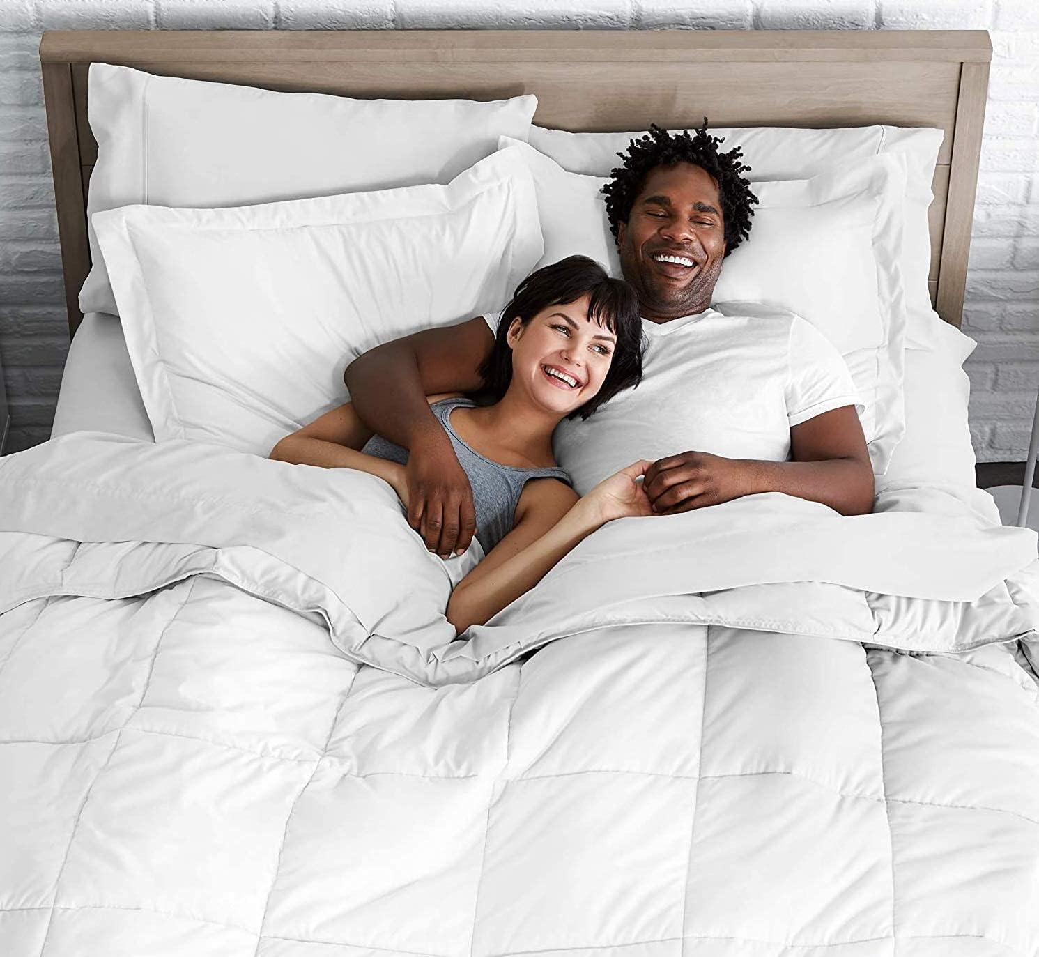 Hotel Quality 800 Thread Count 100% Egyptian Cotton 300 GSM All Season Goose Down Alternative 1 PC Comforter Over Sized Queen Size White Solid