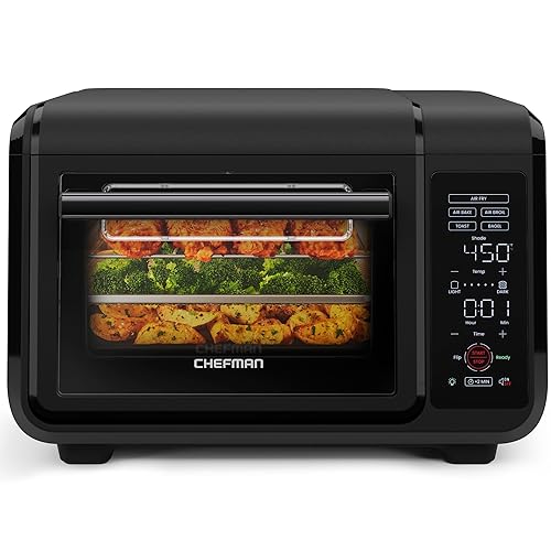 Chefman Air Fryer Toaster Oven Combo, 15 Qt. Countertop Oven for Quick & Healthy Meals, Bake, Broil, Air Fry, Toast, and Bagel Functions, 450°F Max Temp, 4 Slice Toaster Oven Air Fryer Combo - Black