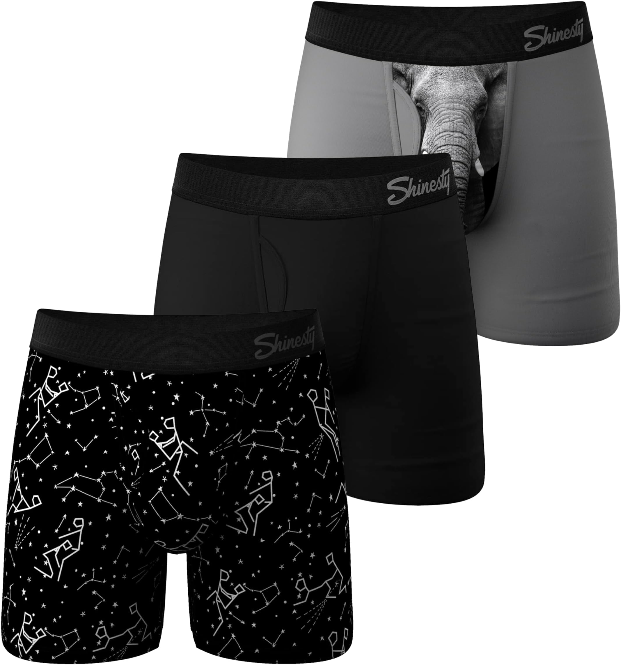 Boxer Briefs for Men Pack of 3 - Hammock Support Pouch Underwear for Men with Fly