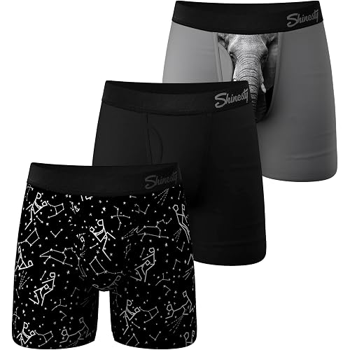 Shinesty Boxer Briefs for Men Pack of 3 - Hammock Support Pouch Underwear for Men with Fly