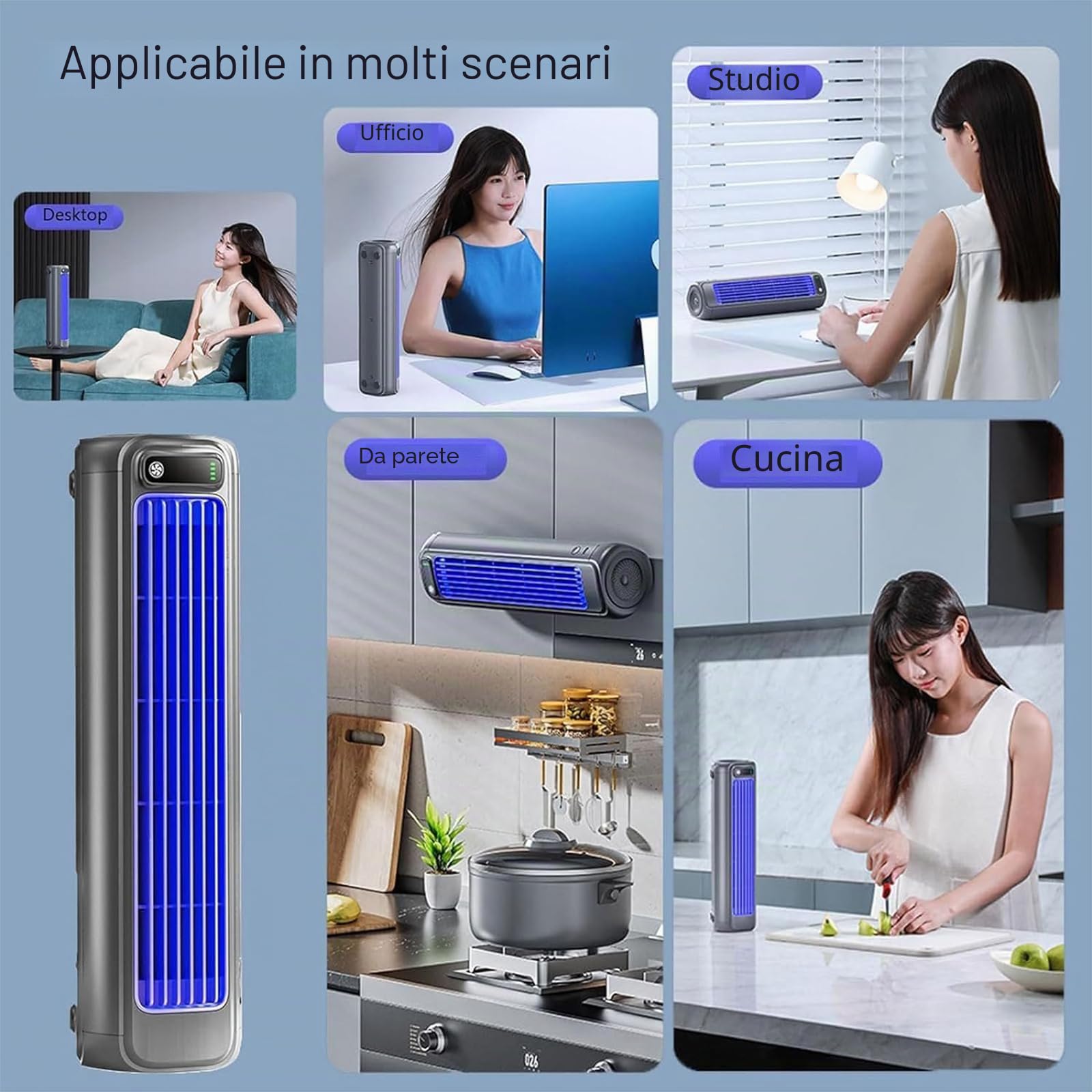 Shirem Cooling Ace, Libiyi Cooling Ace, Outfany Cooling Ace Condizionatore D'aria, Condizionatore Con Ricarica USB A 3 Velocità Per Camera Da Letto, Cucina, Bagno,Black