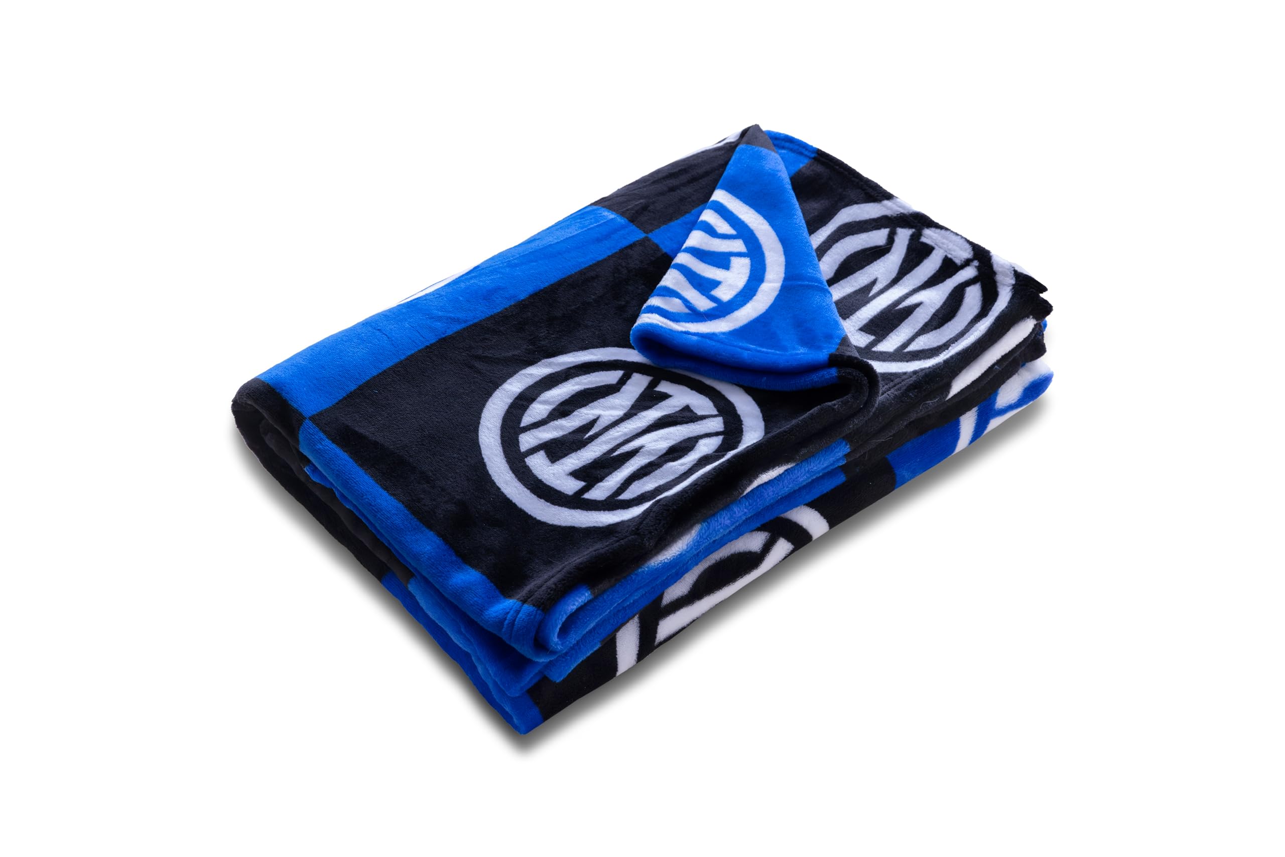 Inter, Plaid Coperta Morbida Con Logo, Plaid Divano - Letto, 150x210, Soft Touch, Nero Azzurro, Prodotto Ufficiale