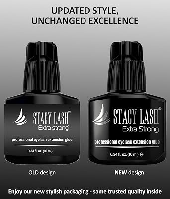 Extra Strong Eyelash Extension Glue Stacy Lash (0.34 fl.oz / 10 ml) / 0.5-1 Sec Dry/Retention 8 Weeks/Black Adhesive