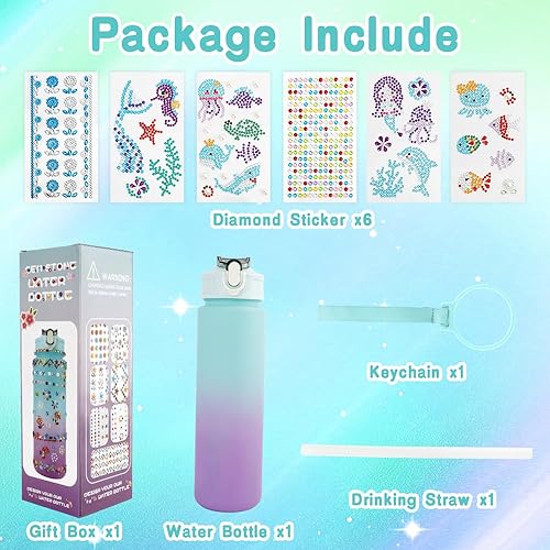 Vista 3 de Decora tus propios kits de botellas de agua para niñas, regalo de cumpleaños para niñas, regalos para niñas de 4 a 12 años, botella de agua