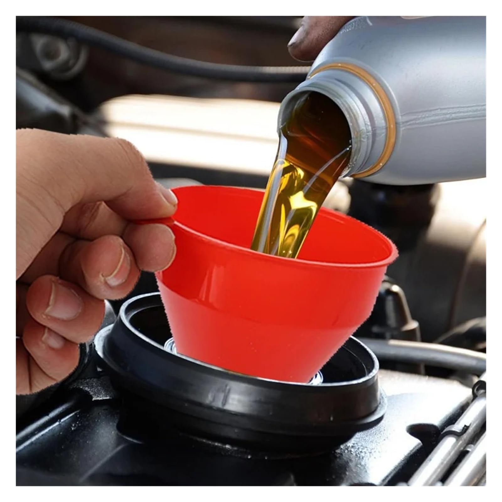 Imbuto telescopico per auto, tubo staccabile, strumento per il rifornimento di olio e gas | rosso