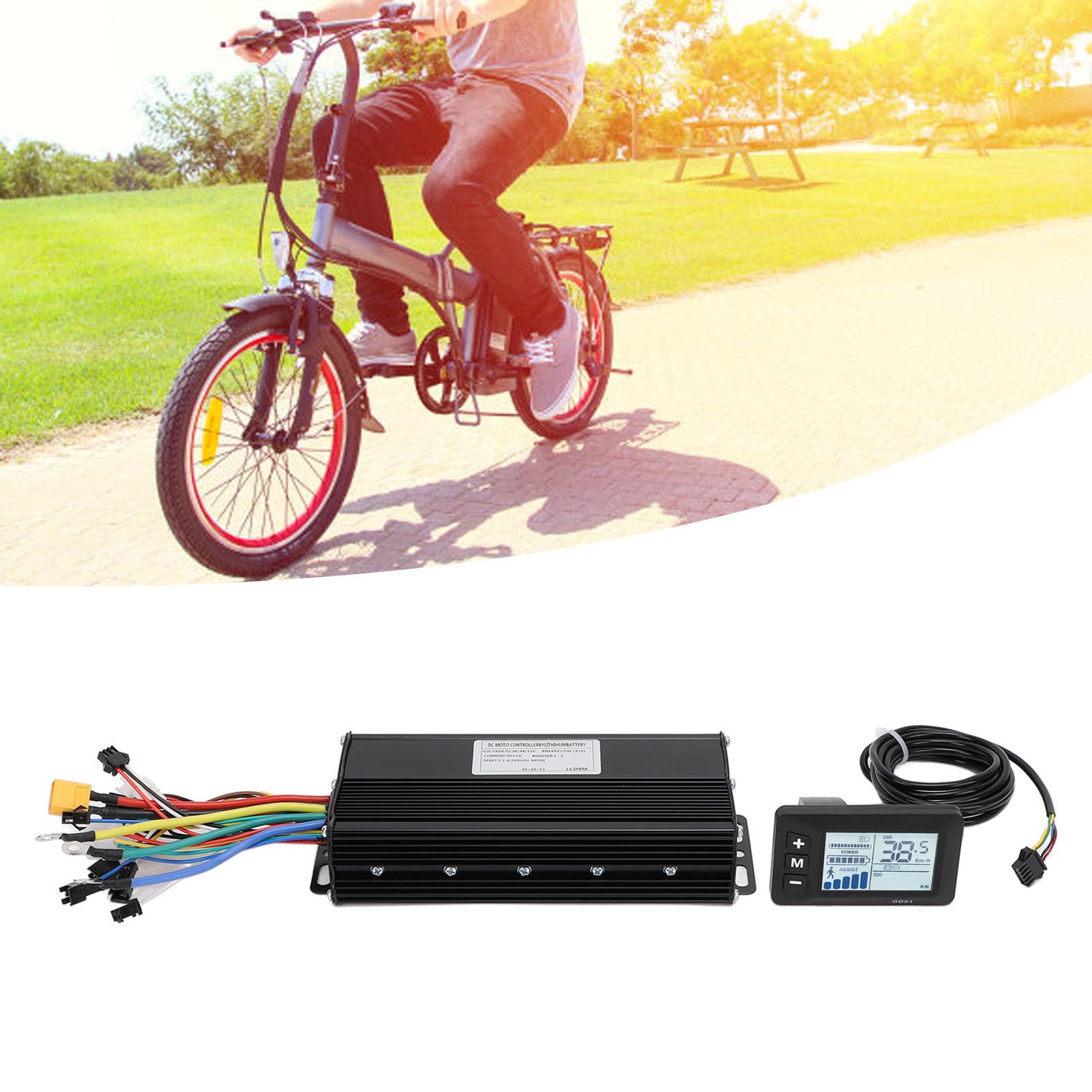 BuyWeek Kit de Contrôleur de Moteur sans Balais de Vélo Électrique, 36V 48V 52V 1500W 2000W 40A Contrôleur d'onde Sinusoïdale avec Panneau d'Affichage LCD GD01