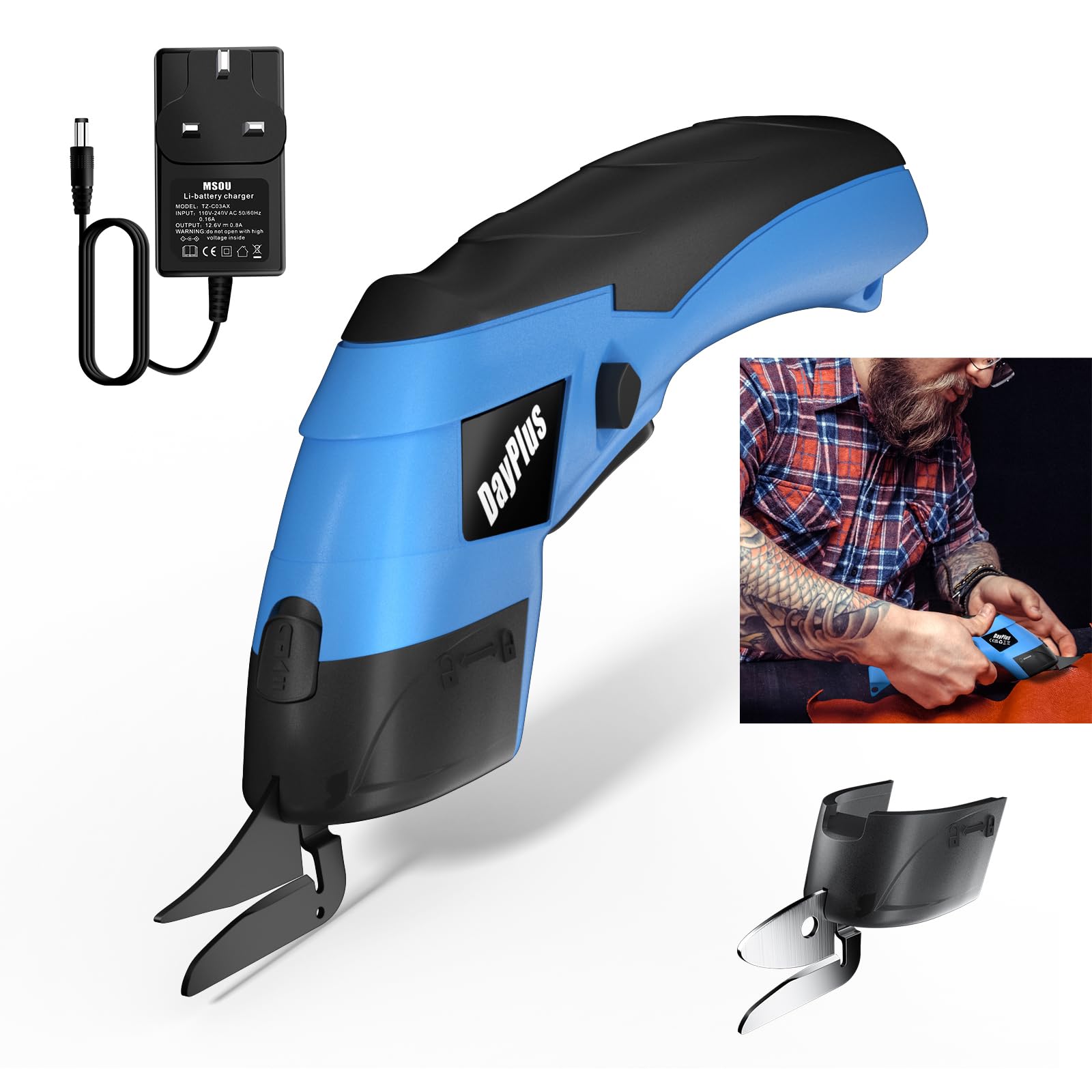 Power Shear for Sewing Cordless Electric Scissor Cutter with 2 Blades for Cutting Fabric, Carpet, Leather