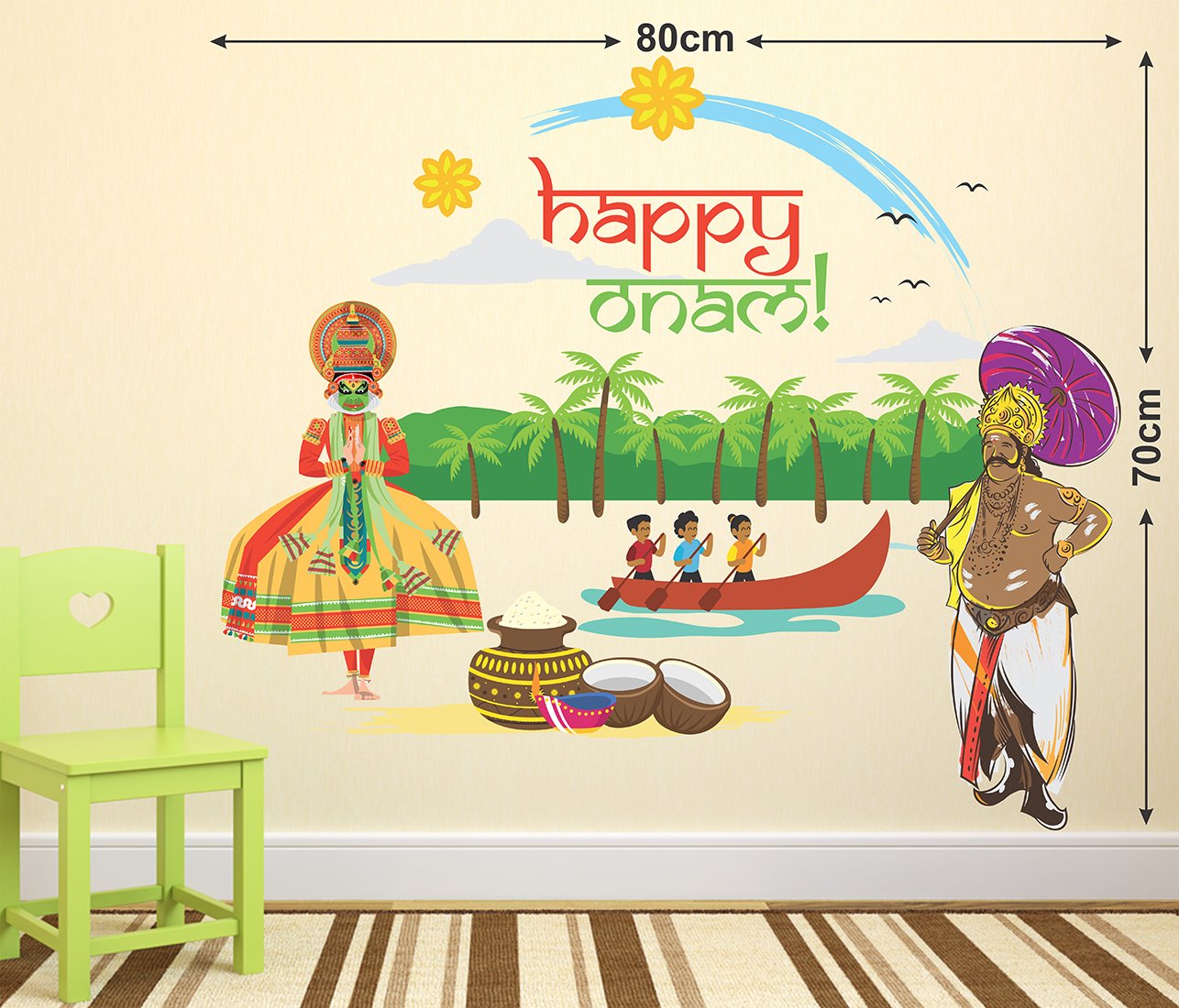 HAPPYSTICKY Happy Onam Large Vinyl Wallsticker for Home Decoration (80 cm x 70 cm) 57-HAP-LM-2385-image-44