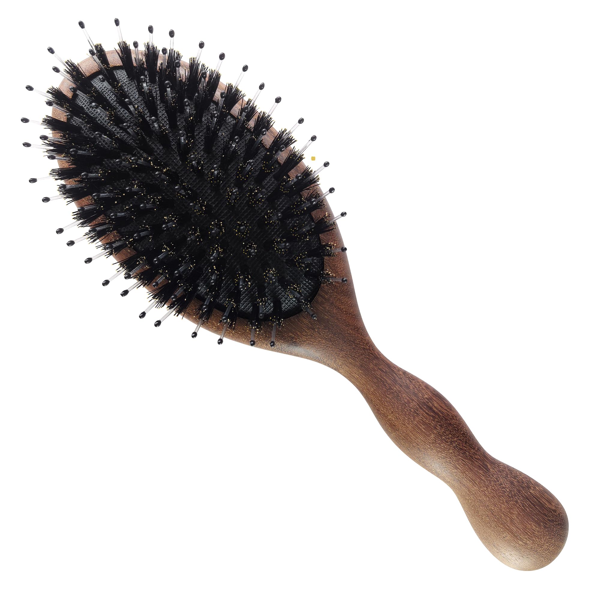 Golden Sandalwood Handle Boar Bristle & Nylon Air Cushion Hair Brush
