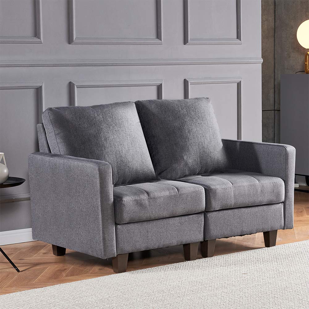 Buy QIHANGUK 2Seater Sofa Couch, Grey Retro Fabric Leisure Chaise