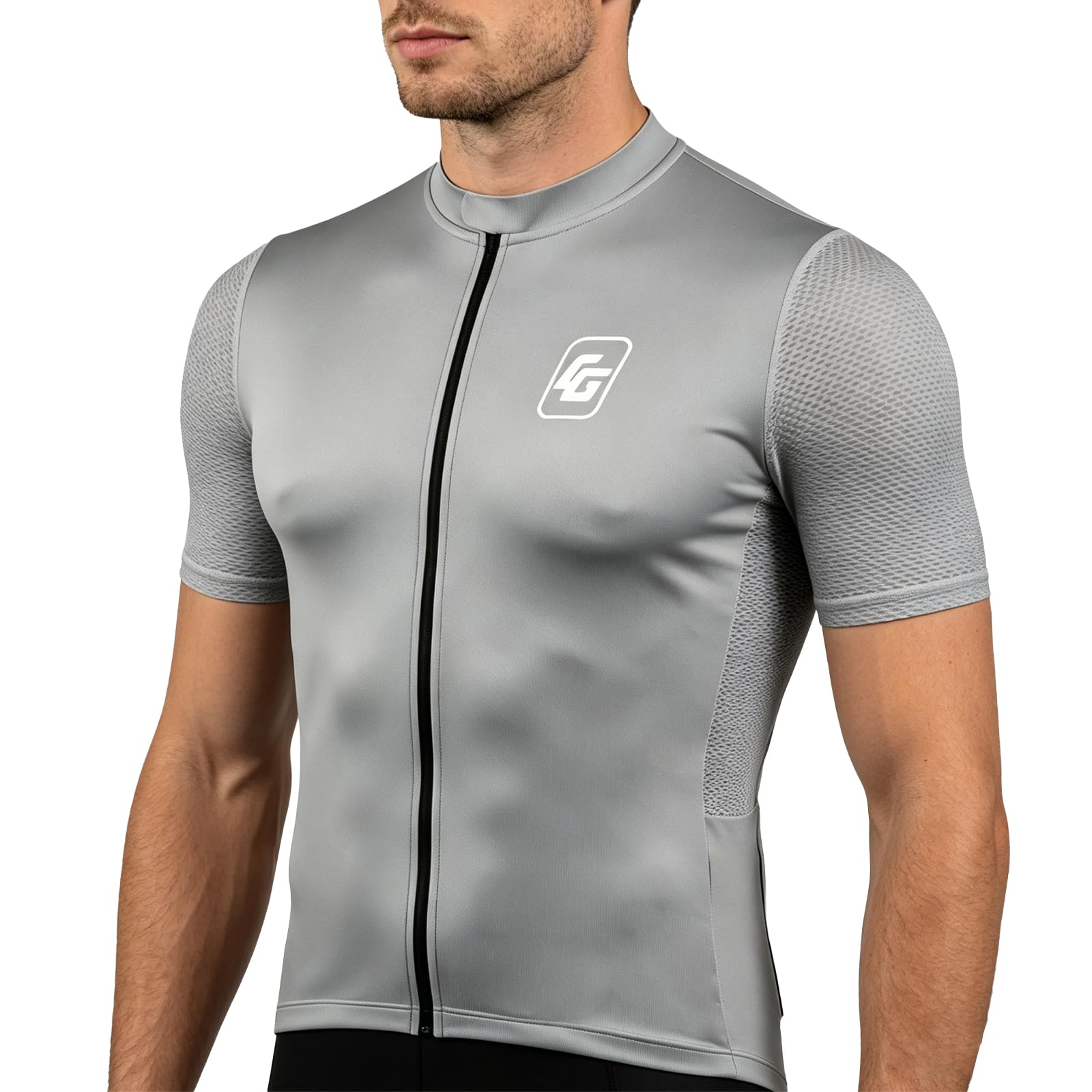 Maglia da ciclismo da uomo, a maniche corte, per mountain bike, con 3 tasche posteriori, traspirante, con cerniera liscia