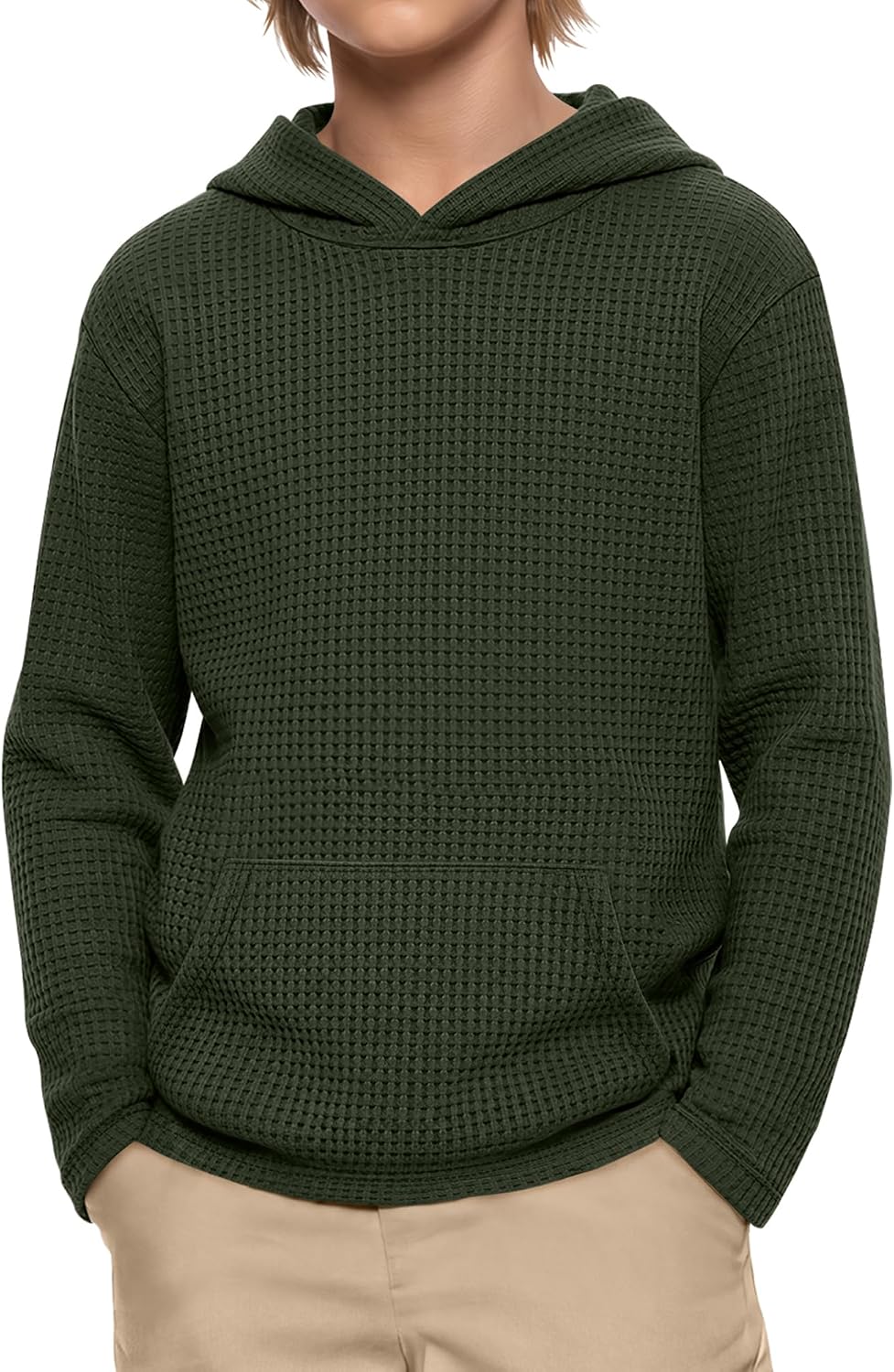Boys Waffle Hoodies Long Sleeve Tops 5-14 Years