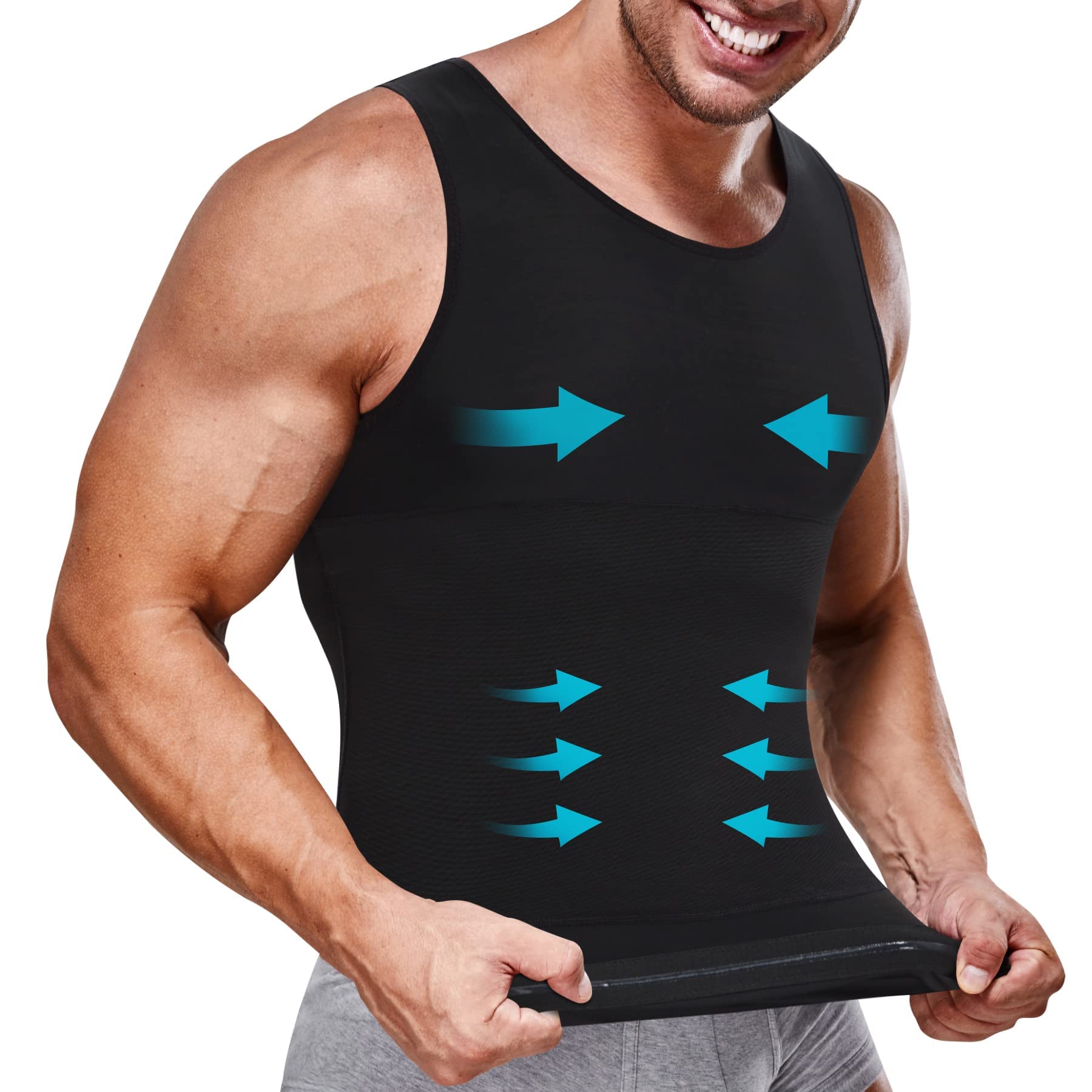 Junlan Compressione Uomo Shapewear Canotta Contenitiva Snellente Intimo Modellante Dimagrante Fascia Pancia Sportivo Fitness CanottieraFascia Addominale Maglietta