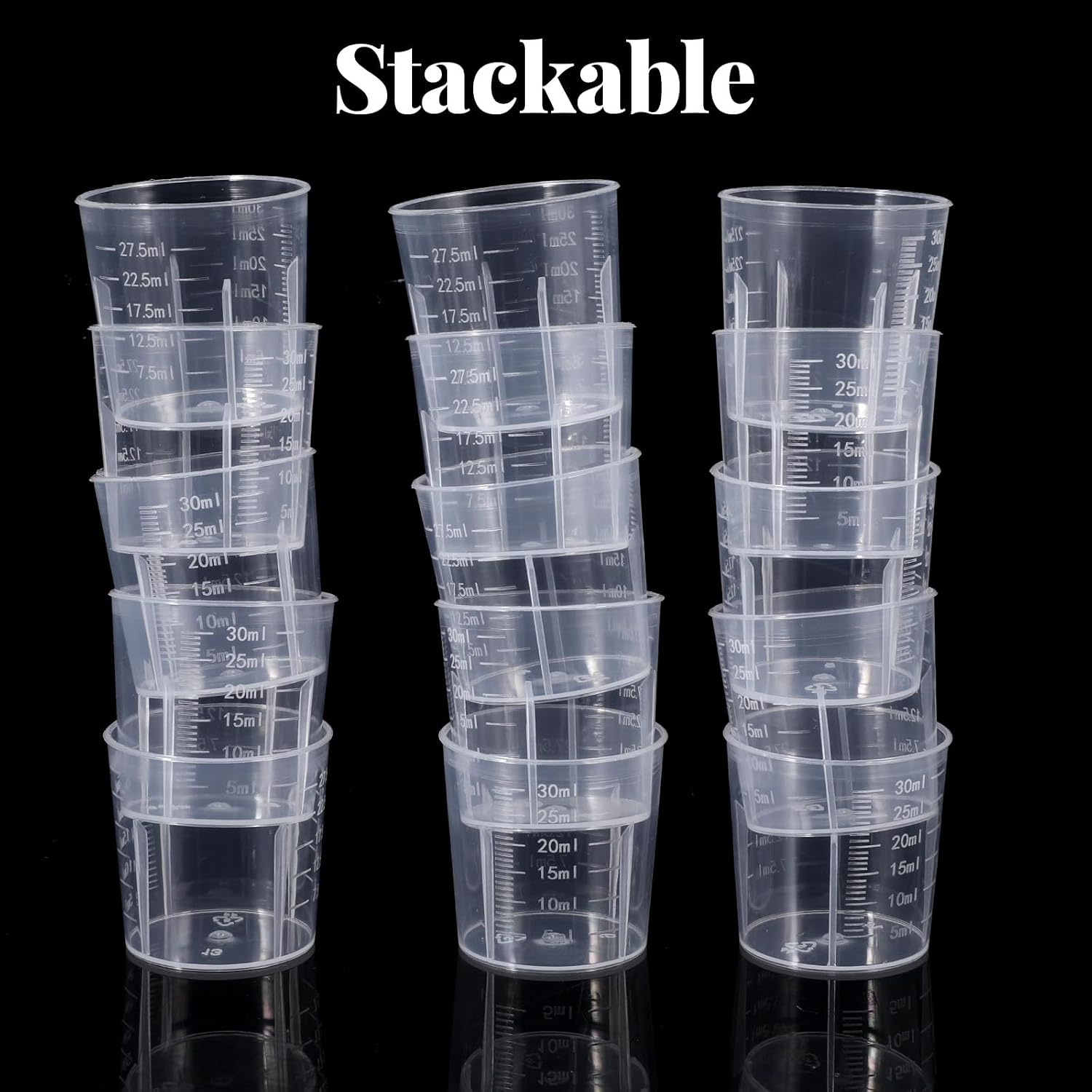 20 PCS 30ml (1oz) Liquid Measuring Cups Plastic, Mini Clear Medicine Measuring Cups Graduated Beakers for Kitchen Lab Measure Tool Beakers Cooking Home Crafts, Accurate Stackable