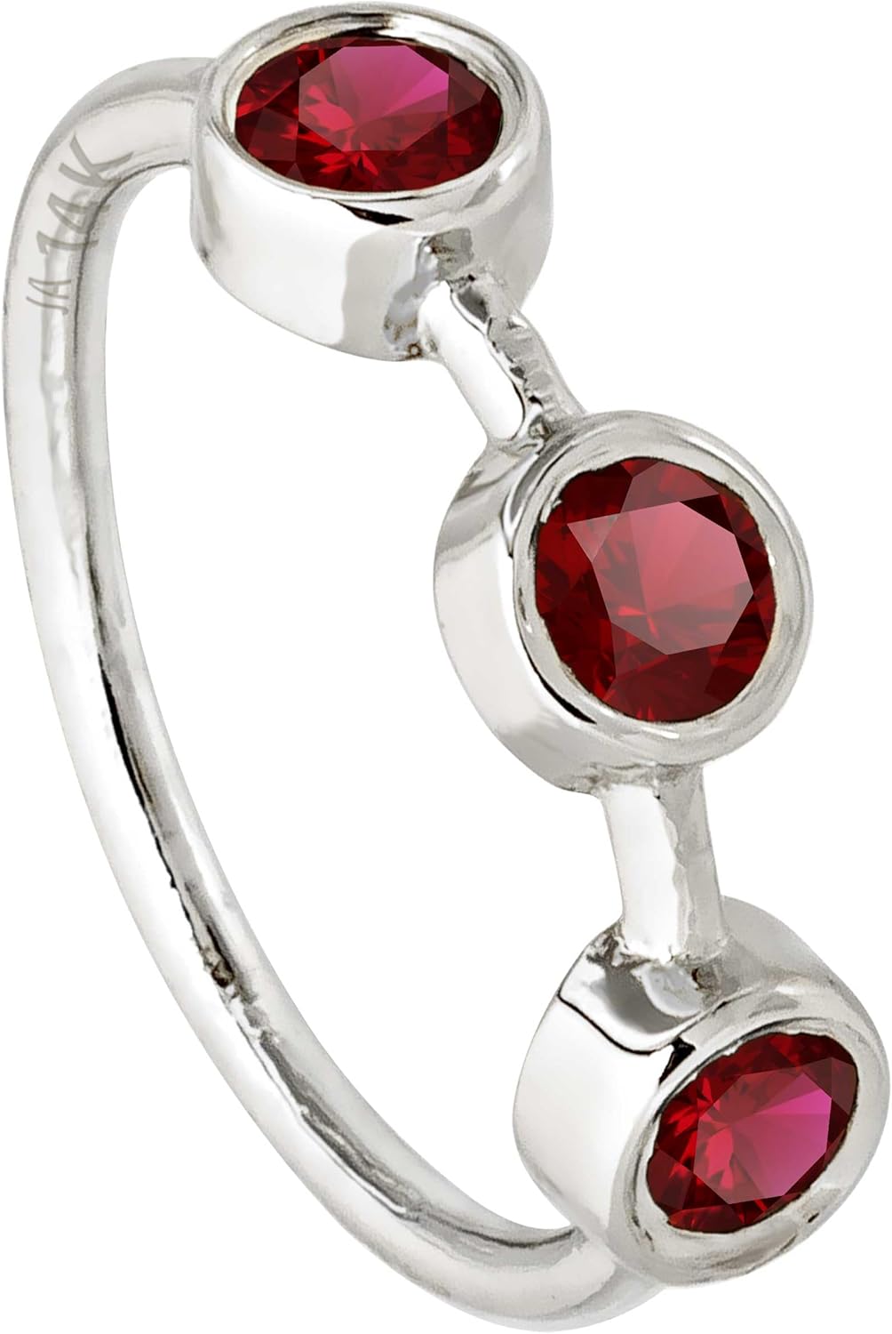 Solid 14K Gold Nose Hoop 20G Nose Ring Bezel Set 3-Stone Ruby Nose Hoop - Ear Cartilage Ring - July BirthStone Nose Ring