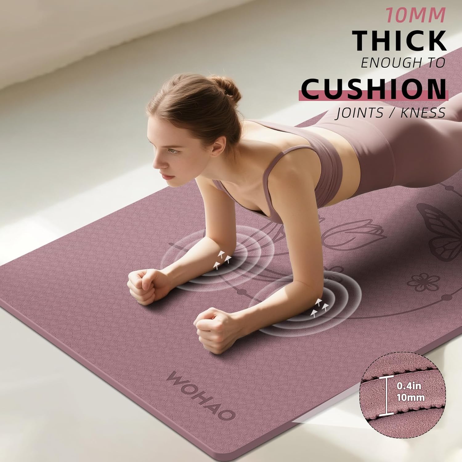 Large 76"x40"x0.4" Yoga Mat - Extra Width & Thick Non-Slip Exercise Mat, Versatile for Stretching, Yoga Studio, Gym, Home & Indoor/Outdoor Workouts - Image 4