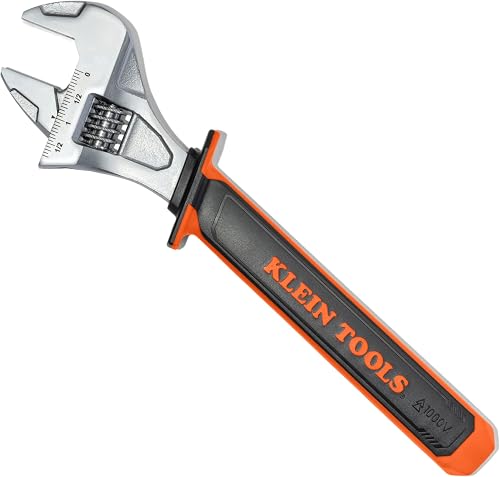 47130INS Insulated Adjustable Wrench, 12-Inch, 1000V Rated, ASTM F1505 Certified, Class 2 Glove Compatible, Laser-Etched Jaw Markings | ASTM F1505 Certified, Class 2 Glove Compatible, Laser-Etched Jaw Markings