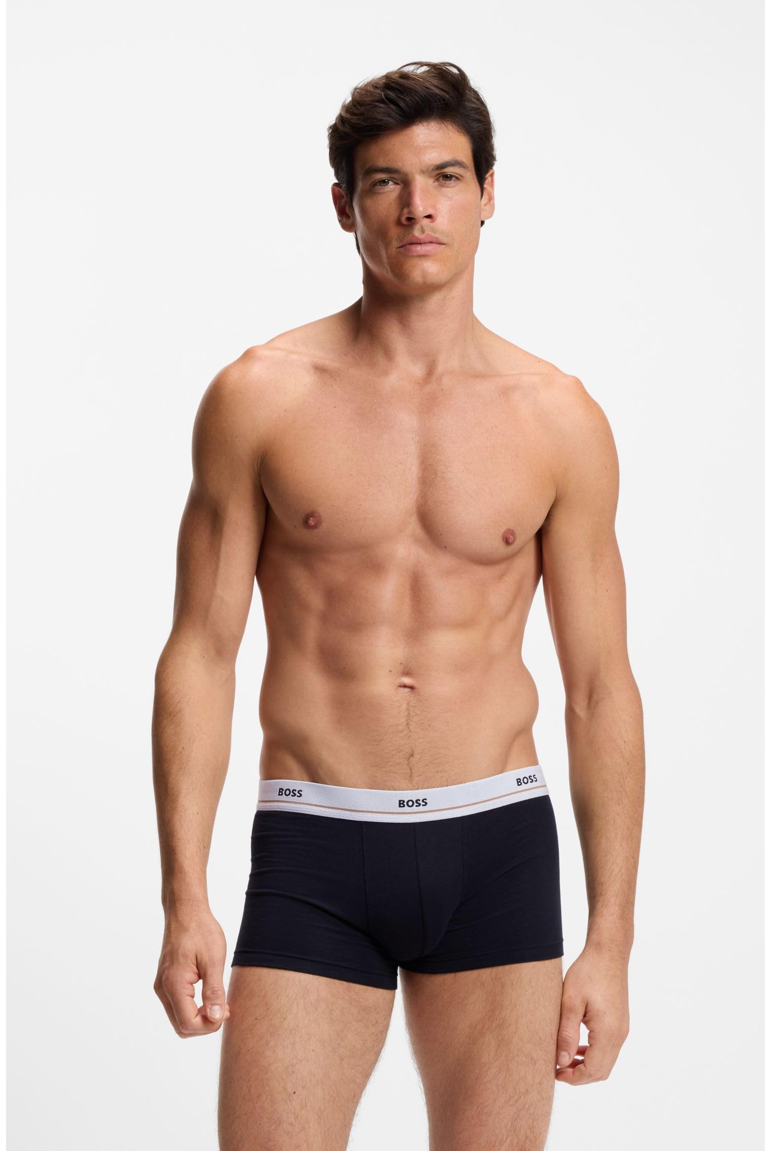 BOSS Herren Trunk 5P Essential Fünferpack eng anliegende Boxershorts mit kurzem Bein aus Stretch-Baumwolle mit Logos am Bund