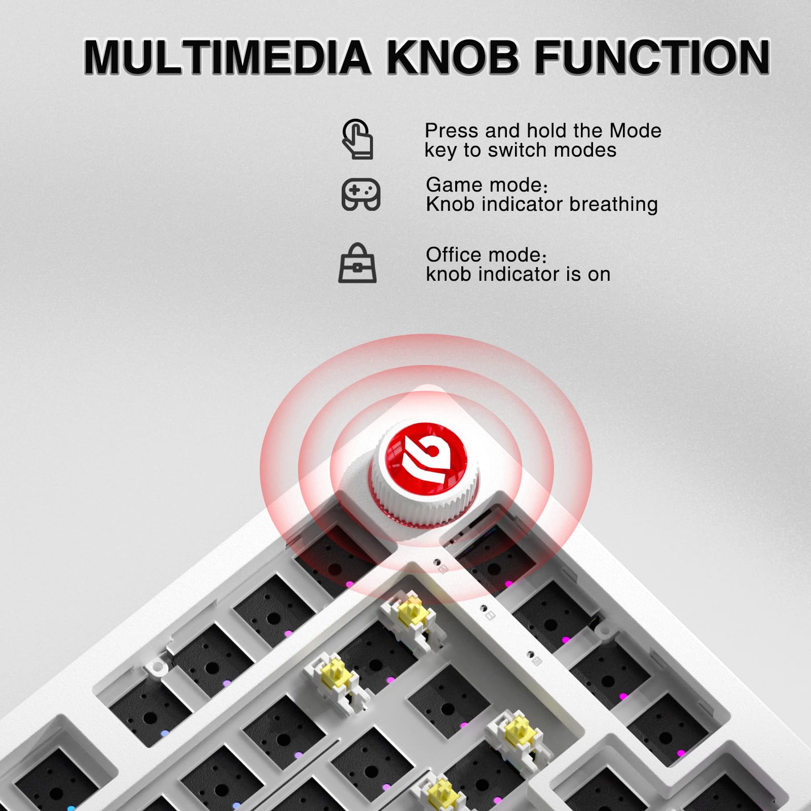CORBOBO LEOBOG Hi75C - Kit de teclado mecánico con cable mejorado – Montaje de junta de aleación de aluminio 75% base barebones DIY con intercambio en caliente, retroiluminación RGB y perilla de