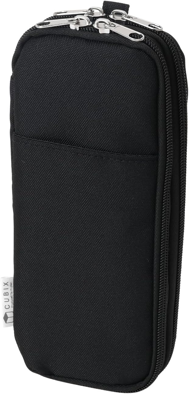 かーしー Amazon | エムプラン ペンケース ダブル ラウンドジップ ブラック