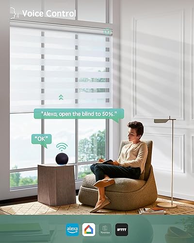 Miniatura 40 de Persianas de cebra motorizadas Yoolax compatibles con Alexa, persianas motorizadas con control remoto, persianas eléctricas inteligentes automáticas