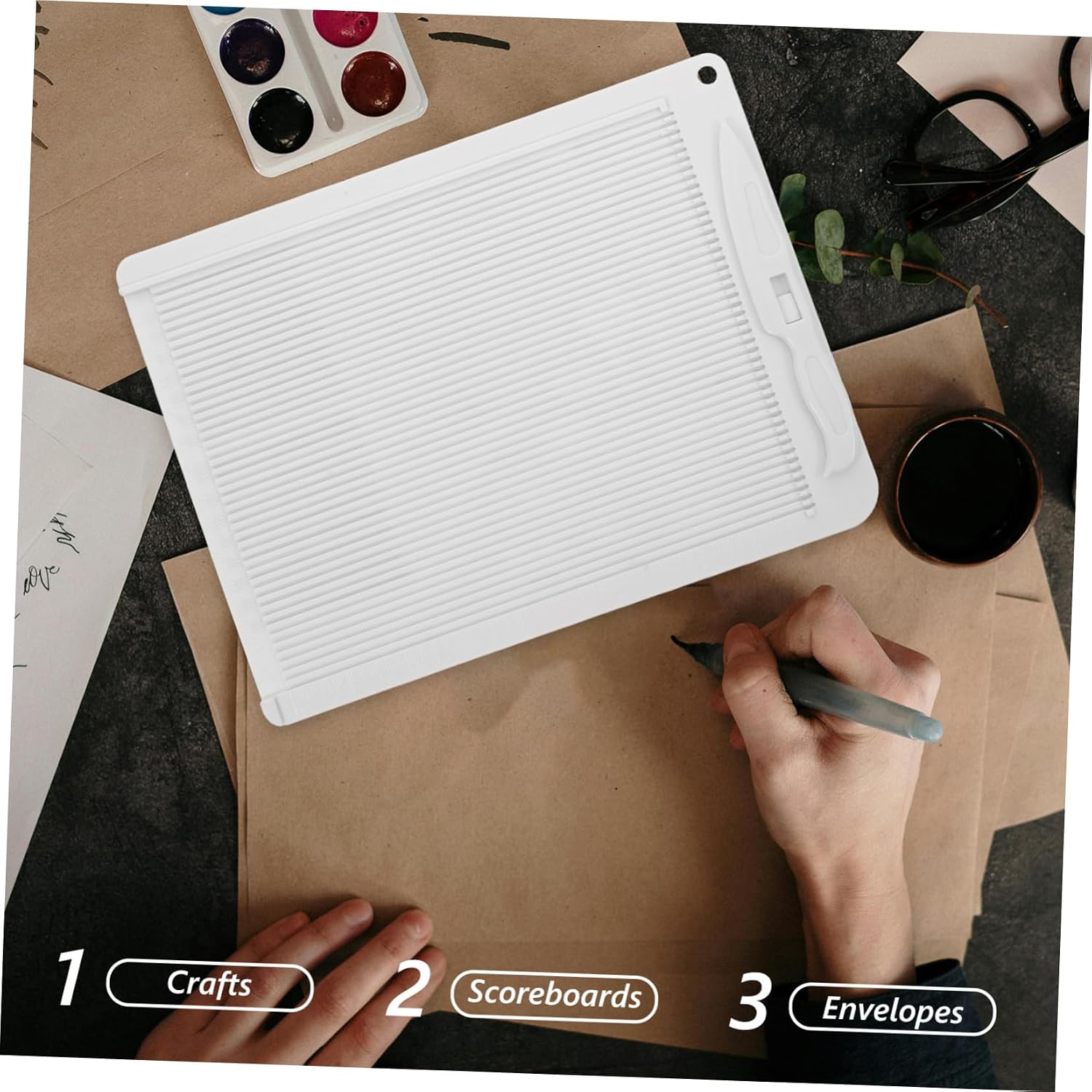 Kisangel Multi-Purpose Envelope Maker Tool Set Scoring Board for Paper Crafts DIY Paper Fold Tool for Card Making and Craft Projects Universal Fold Board