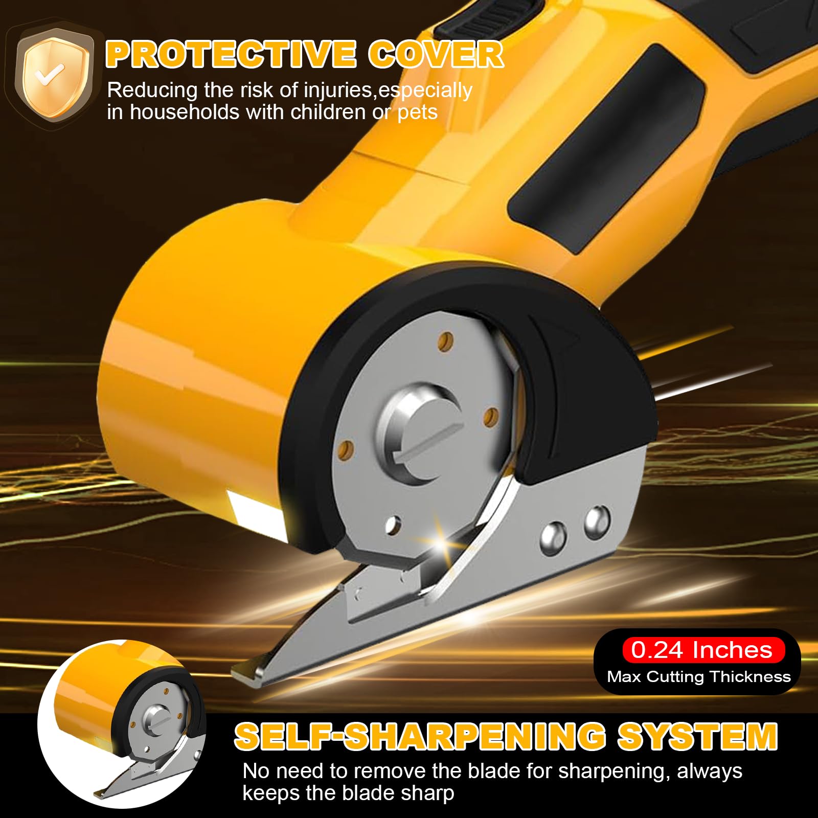 Forbici elettriche, taglierina di cartone a batteria, taglierina di cartone elettrico con 2 lame affilatrici per elmi, forbici universali a batteria per carta, cartone, tappeti, feltro