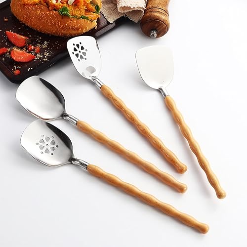 Miniatura 7 de 10Pcs Stainless Steel Kitchen Utensils Set with Natural Wood Handle Professional Cooking Tool for Home Cook