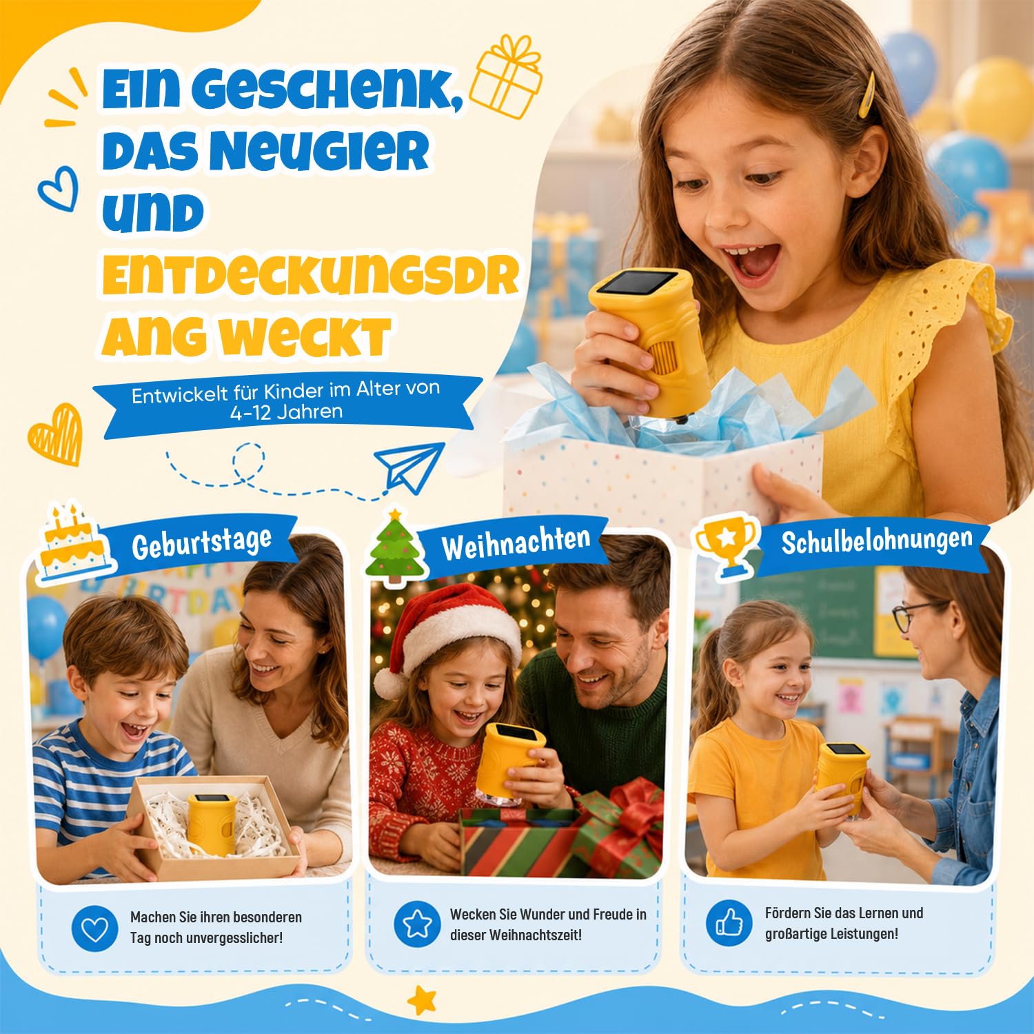 1000X Mikroskop für Kinder,1080P HD Handy Digital Tragbares Taschenmikroskop mit 2,4″ IPS-Display für Entdecker-Lupe & Experimente,Kindermikroskop mit Fotofunktion