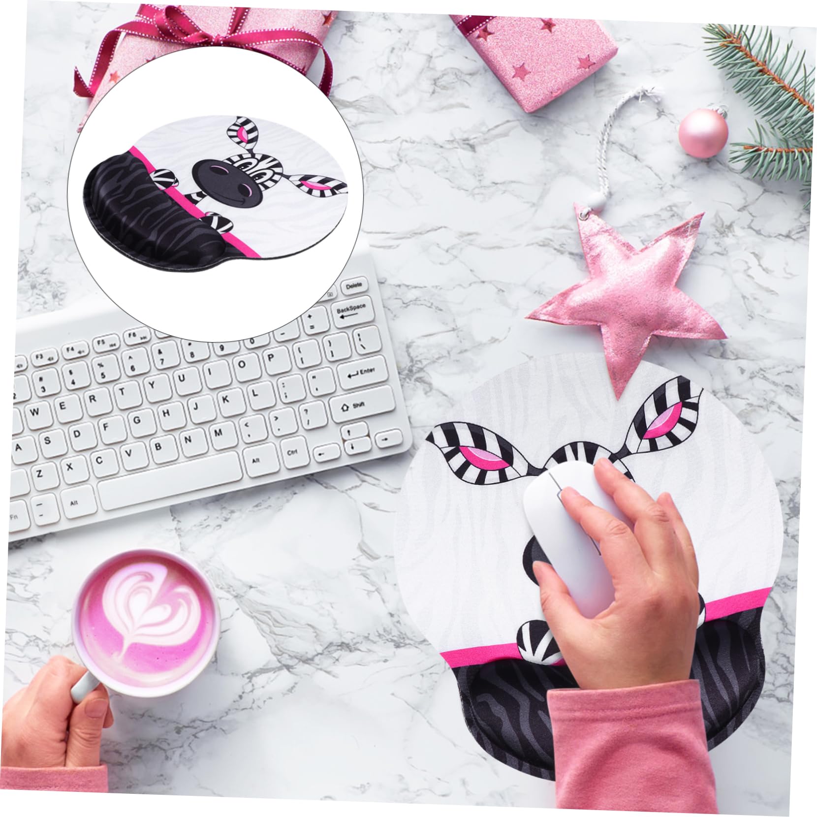 Lurrose 2 STK Handgelenk Mauspad Mauspad-Handgelenkstütze mit Handgelenkauflage Computer- Wrist Support Gaming Mouse pad entzückendes Gaming- Mausauflage Stoff Weiß