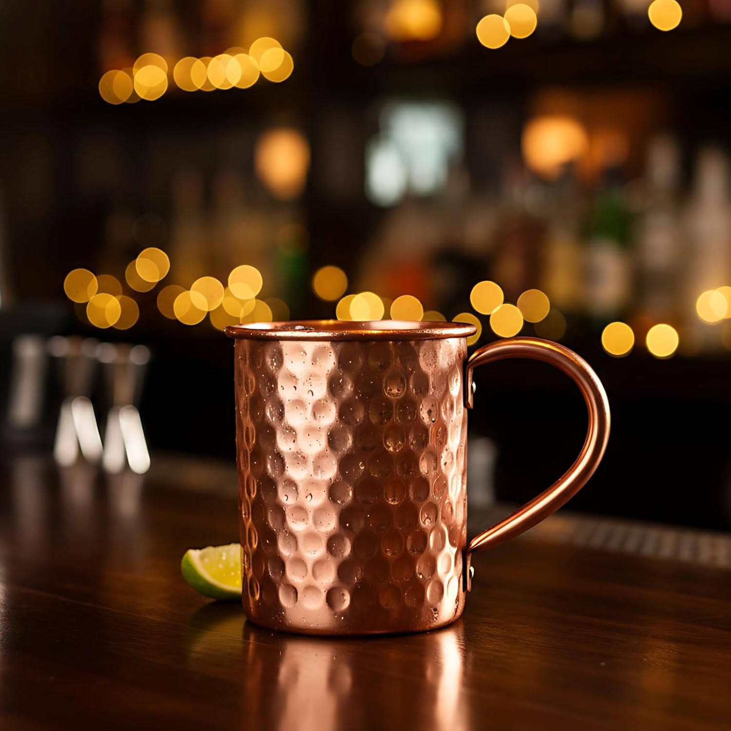 Copper Moscow Mule Mug, Hand Hammered, Pure Copper For Cocktails, No Coating, Retro Design, Ergonomic Handle, Great For Home Or Gifts