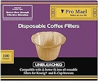 Vista 13 de Pro Mael Filtros de Café Desechables de Papel con Tapa para Cafeteras Keurig de Una Sola Porción 1.0 y 2.0 Cápsulas K Cup Reutilizables, Natural