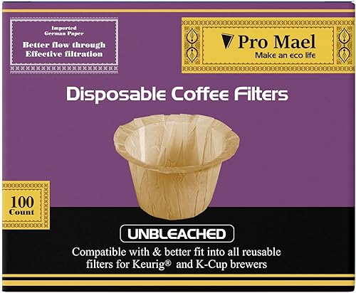 Pro Mael Filtros desechables de taza K, papel de filtro de café para cafeteras Keurig de una sola porción 1.0 y 2.0, uso con cápsulas K Cup