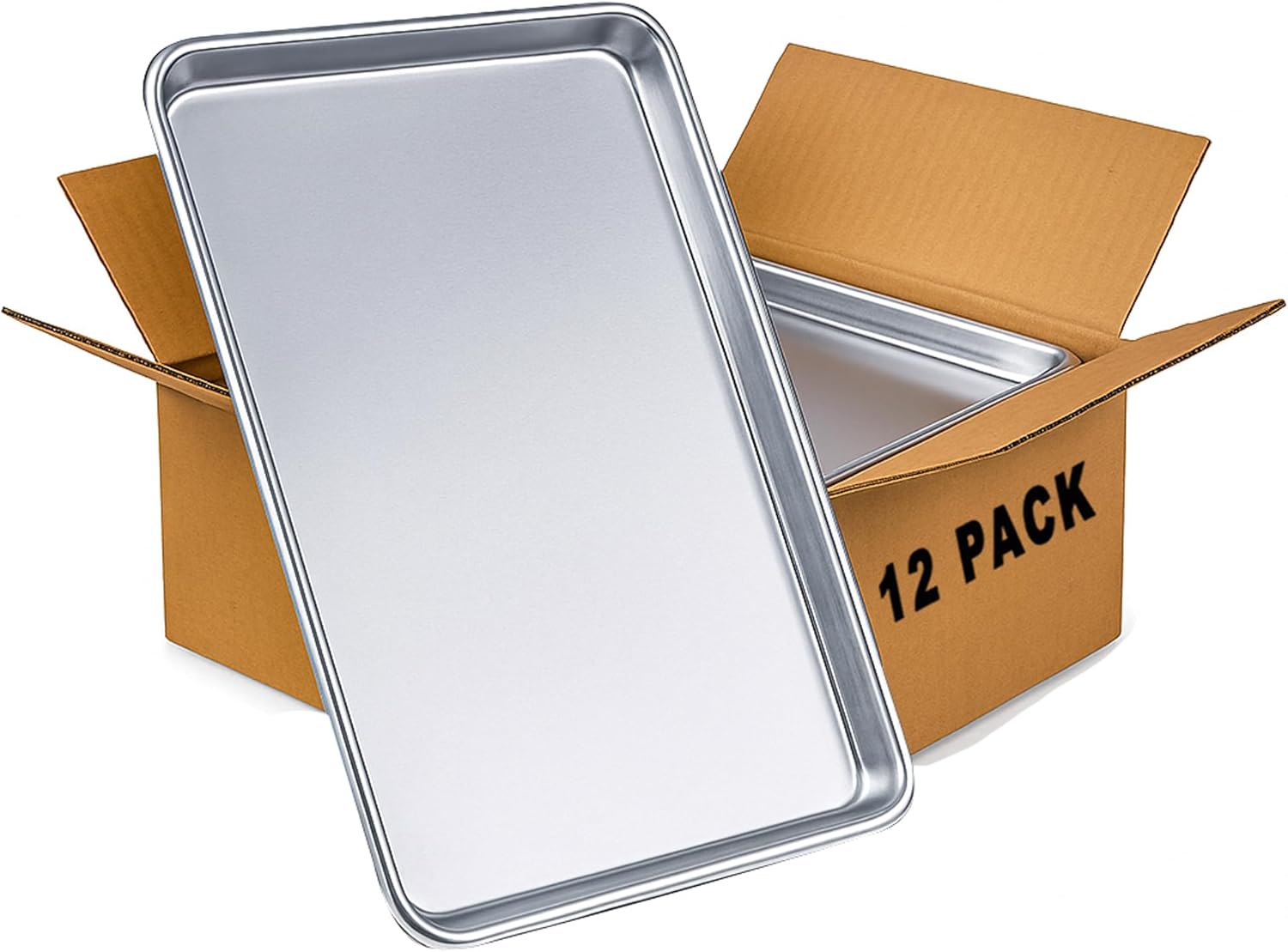 Baking Sheet Pan Set 13" x 18", Cookie Sheets For Baking, Aluminum Pan, Oven Baking Tray (12 Pack)