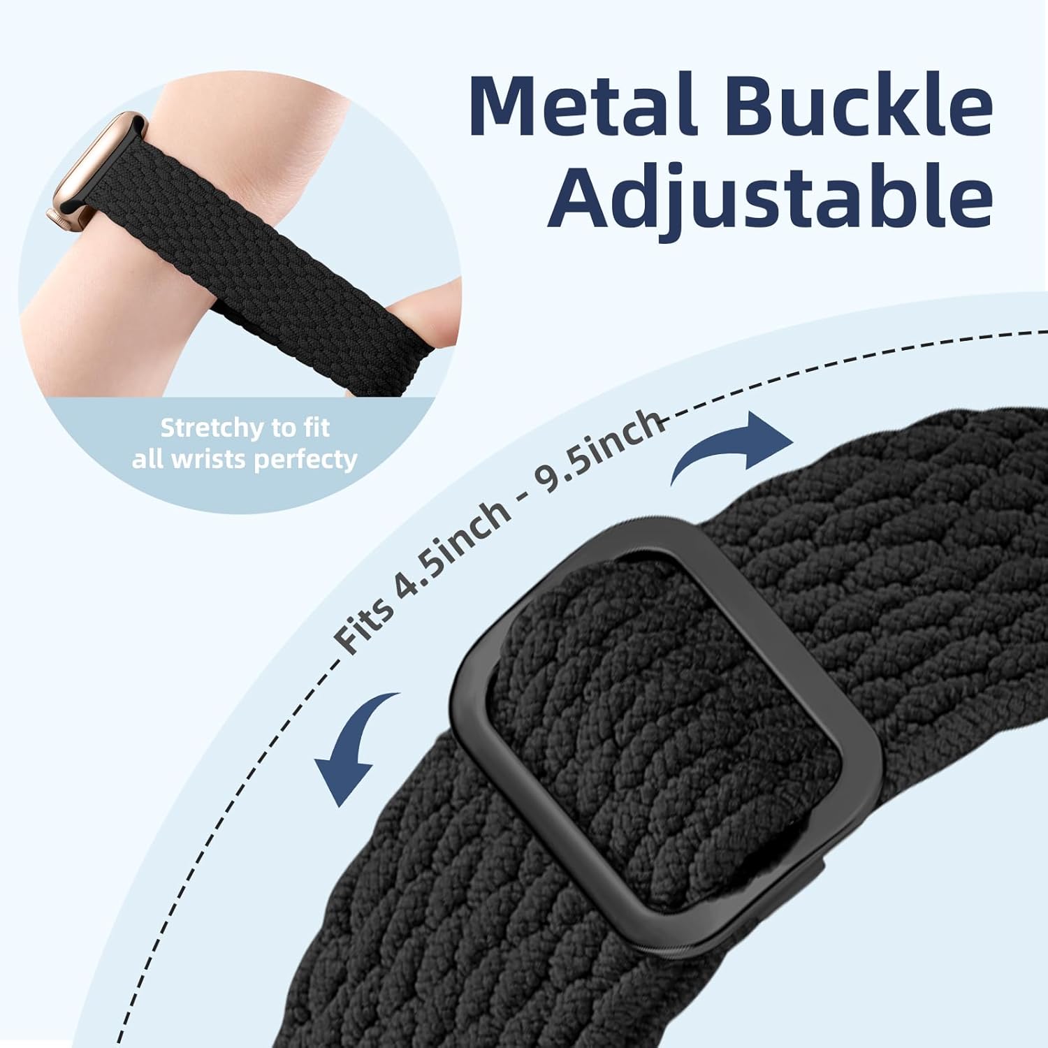 6 Pack Braided Stretchy Solo Loop Compatible with Apple Watch Bands 40mm 38mm 44mm 45mm 41mm 42mm 46mm 49mm for Women Men, Adjustable Nylo Sport Bands for iWatch Series 10 9 Ultra 8 7 6 5 4 SE
