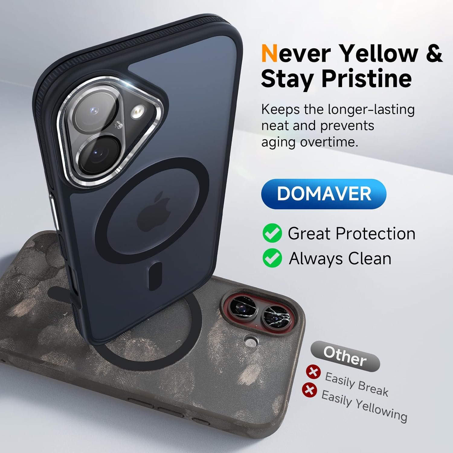 Magnetic 3 in 1 for iPhone 17 Case, [Omni-Directional Protection] with 1x Screen Protector + 1x Camera Cover, [Seamless Work with Magsafe] Translucent Protective Silm Phone Case for iPhone 17 Black