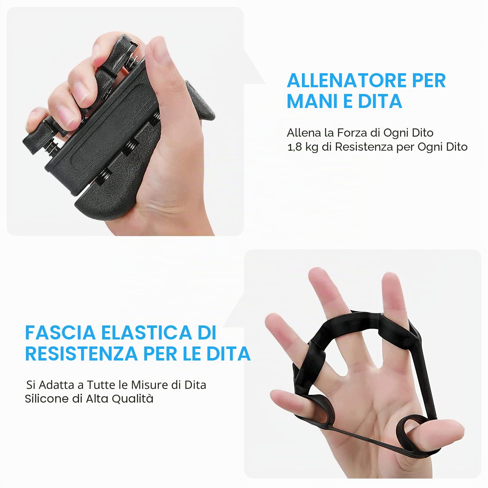 Newaner Set di 5 allenatori per dita e avambracci, con forza di presa regolabile, attrezzo per allenare le dita, per allenare le mani, per allenare le dita, per allenare le mani, per allenare le mani