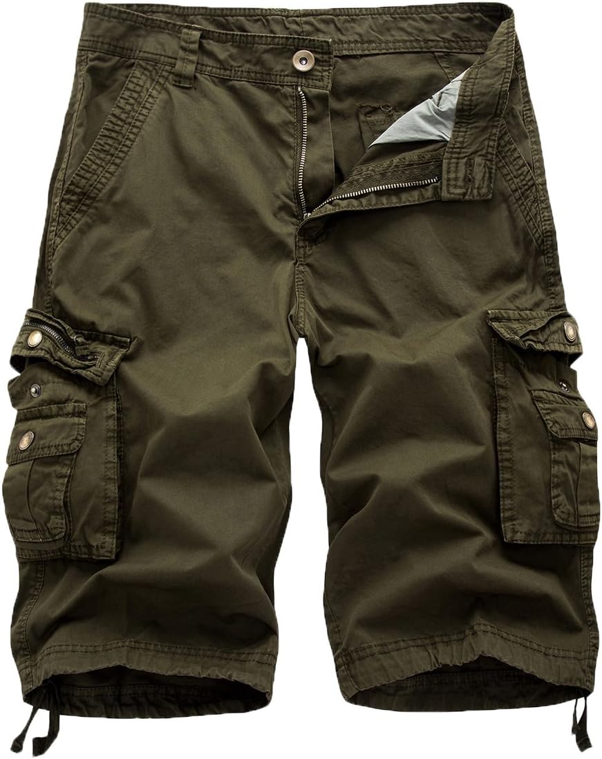 Women's Cotton Loose Fit Zipper Multi-Pockets Twill Bermuda Drawstring Women Cargo Shorts