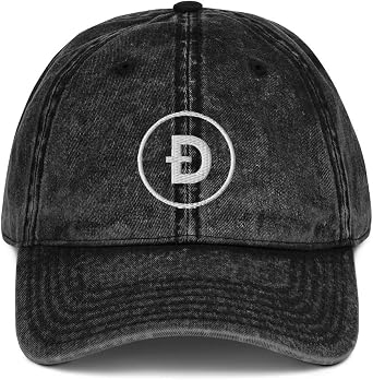Doge Coin Hat Embroidered Vintage Cotton Twill Cap Dogecoin Crypto Logo Hats