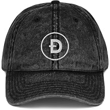 Doge Coin Hat Embroidered Vintage Cotton Twill Cap Dogecoin Crypto Logo Hats