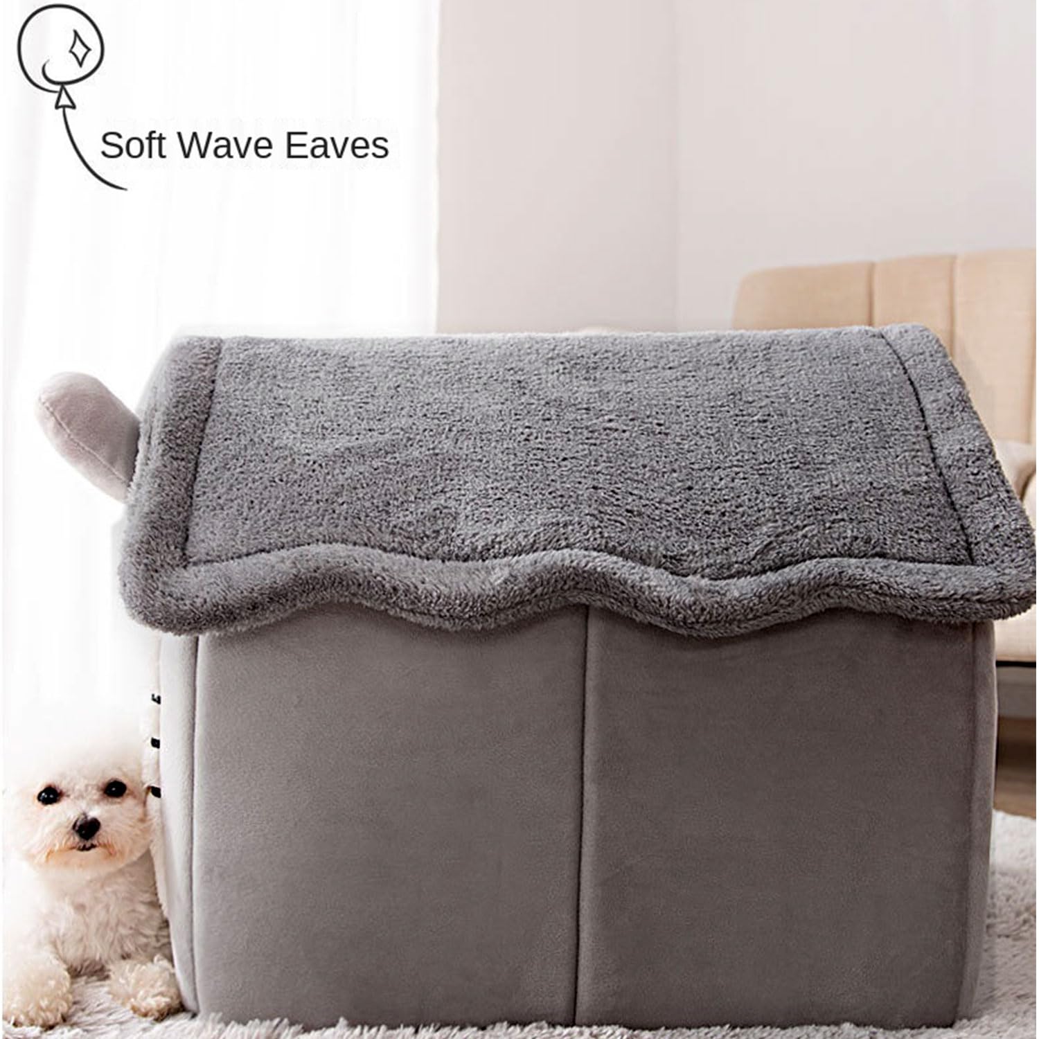 GA COMMUNICATIONS small Dog & Cat House Indoor, Foldable Cave Bed, Comfortable Warm Sleeping Bed for Kitten Puppy & Small Dog (Grey) - Image 2