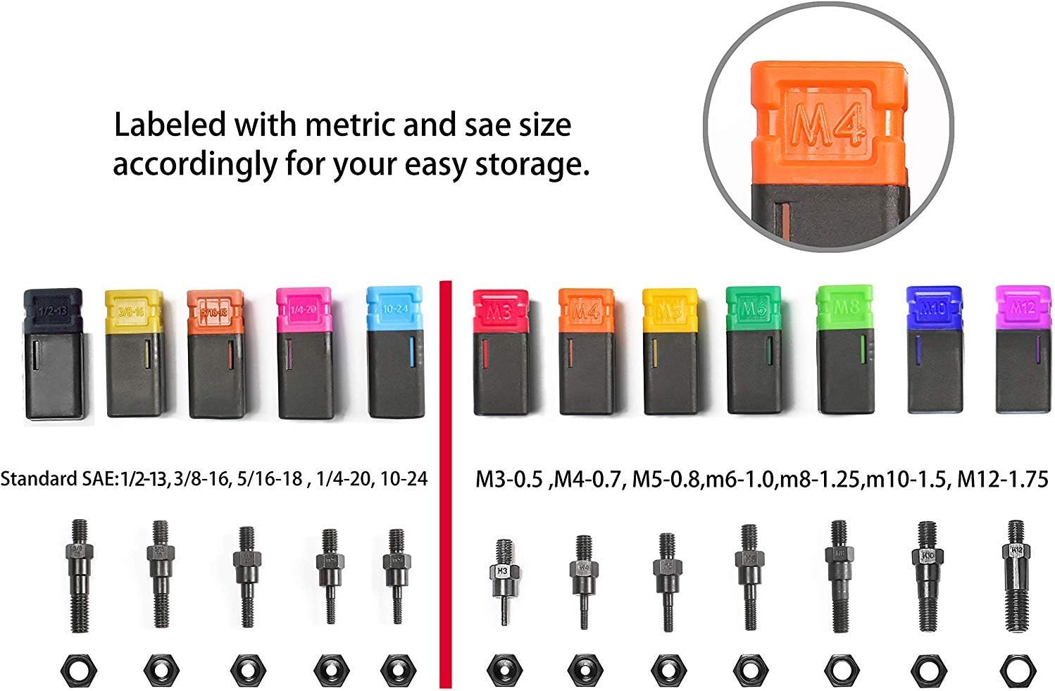 RZX 16" Rivet Nut Tool, Professional Rivet Nut Tool Setter Kit Including 12 Metric and SAE Mandrels, 115Pcs Assorted Rivet Nuts, Effortless Design, aluminum Carrying Case