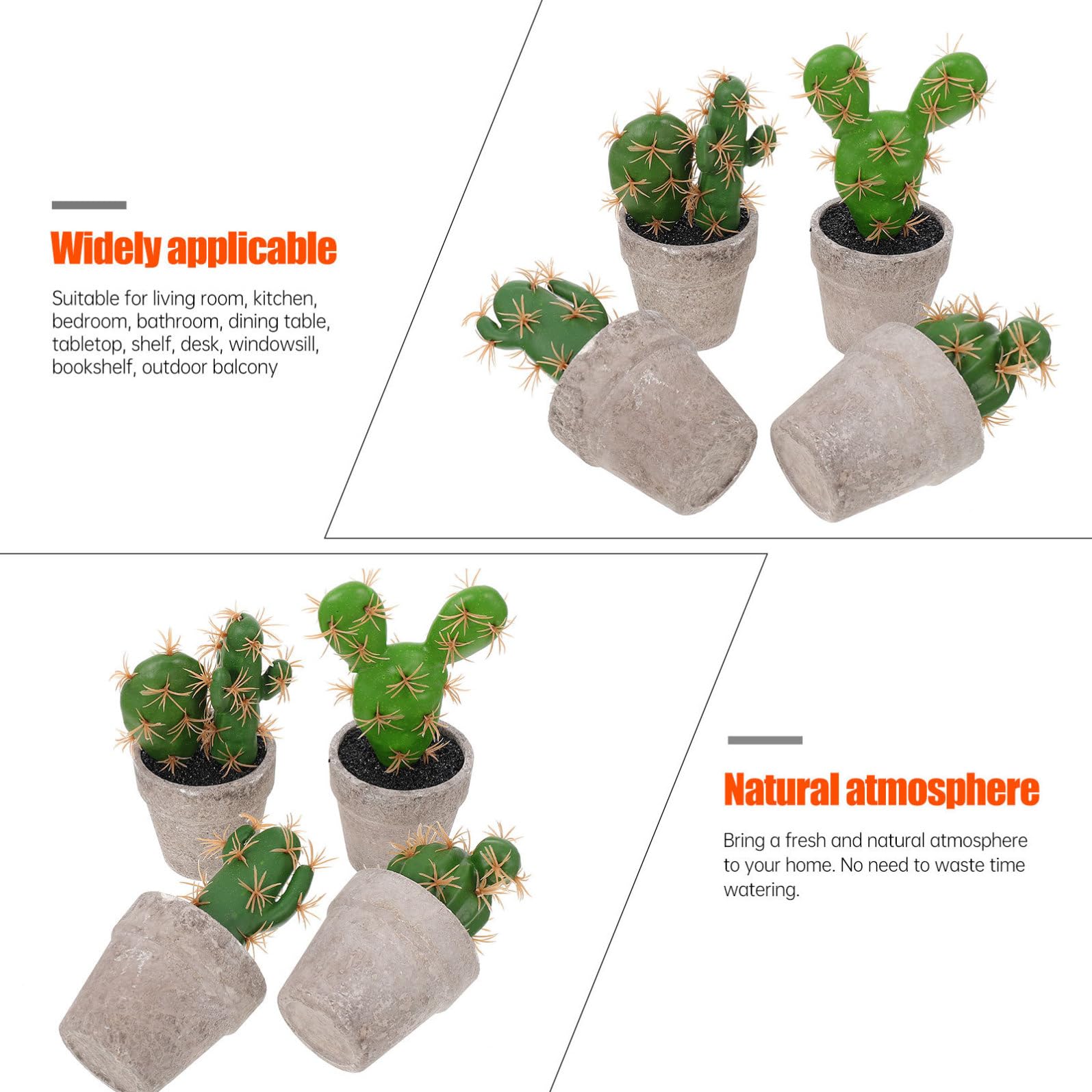 Set 4 Piante Succulente Finte in Plastica e Polpa per Decorazioni Casa, Facile Cura, Atmosfera Naturale e Rilassante, per Ufficio e Studio