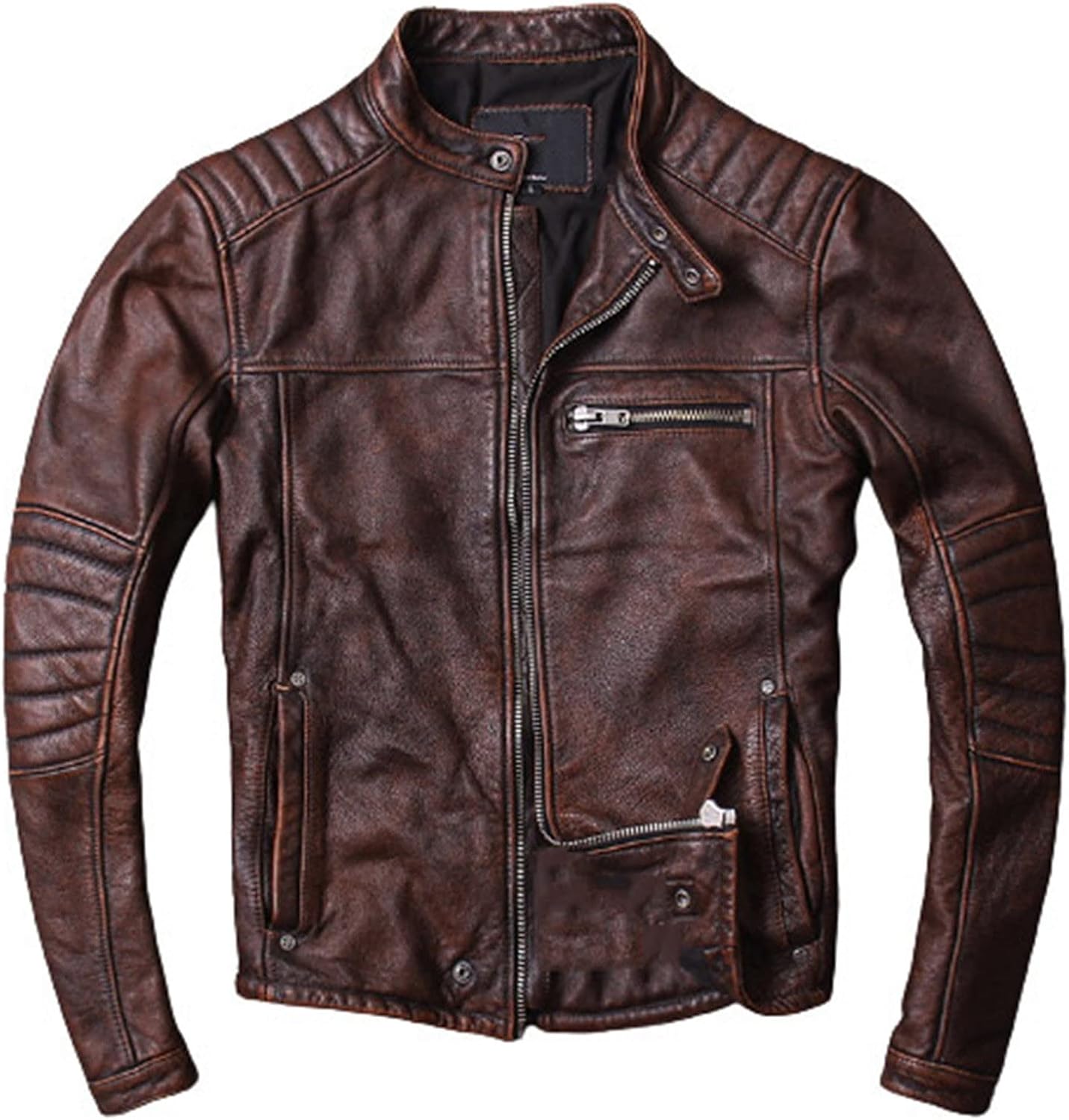 casual leather motorcycle jacket