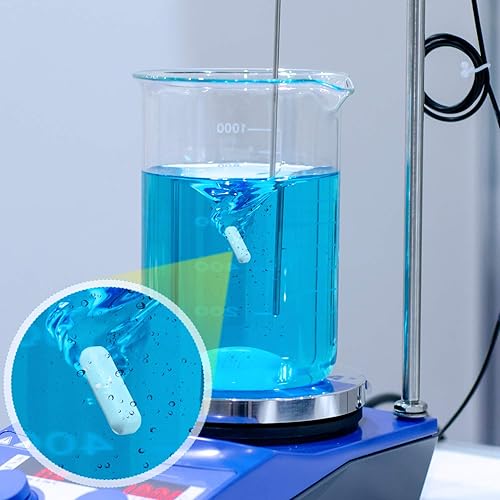 Miniatura 4 de Weewooday 8 barras agitadoras magnéticas de PTFE, barra de placa de agitación de PTFE de acero inoxidable de color blanco, barra magnética de placa