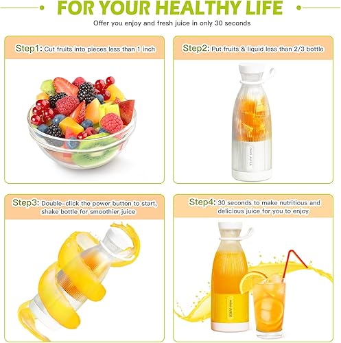 Miniatura 6 de Licuadora personal, taza de licuadora de tamaño personal para batidos y batidos, licuadora eléctrica de jugo fresco, licuadora portátil de 10 onzas