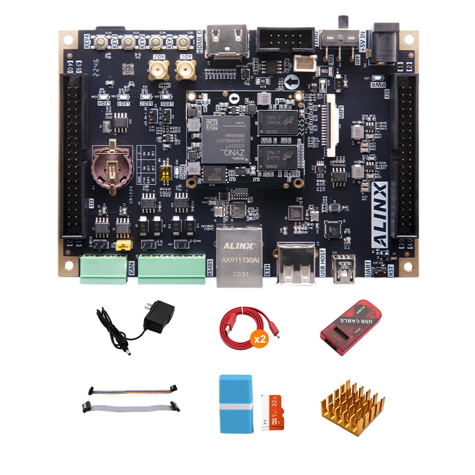 ALINX AX7Z010B AX7Z020B Dev Board & Kit with AMD Zynq™ 7000 SoC XC7Z010 XC7Z020 DDR3 SDRAM QSPI Flash Gigabit Ethernet CAN RS485 HDMI Output Xilinx ZNYQ 7000 FPGA Development Board