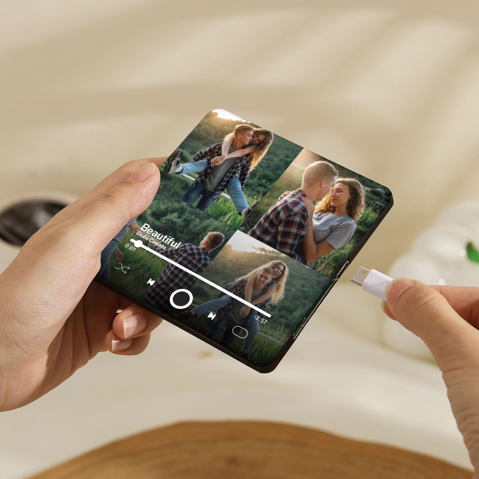 Calamita Frigorifero con Musica Personalizzata – Magnete Musicale Personalizzabile con Immagine e Spotify – Calamite Frigo per Regali di Coppia, Natale, San Valentino, Compleanno (Stile 3)