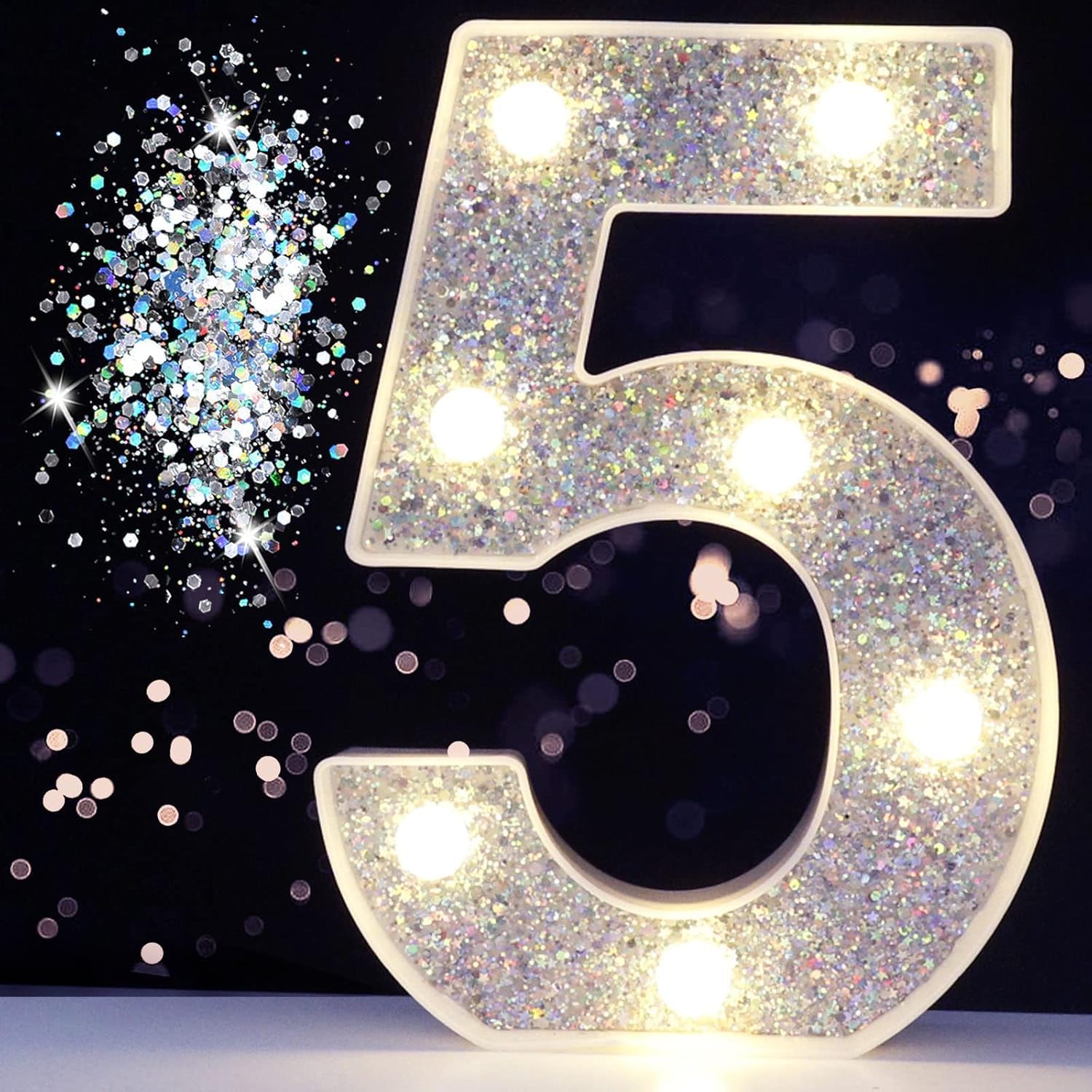LED Marquee Letter Lights, Light Up Letters Glitter Alphabet Letter Sign Battery Powered for Night Light Birthday Party Wedding Girls Gifts Home Bar Christmas Decoration