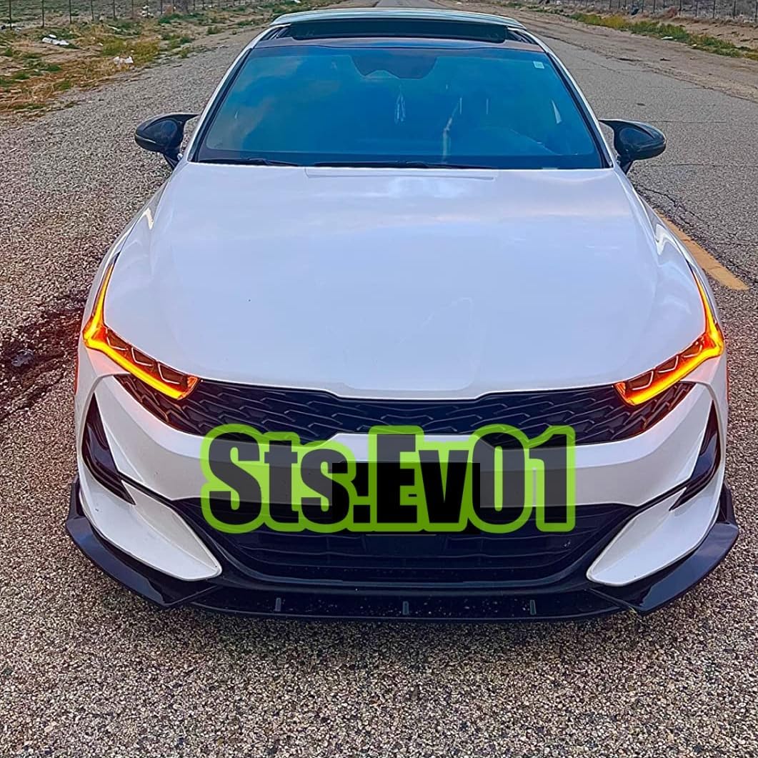 STSEV01 Front Bumper Lip Splitter Spoiler Compatible with KIA K5 EX/LX/LXS/GT 2021-2026 & Kia K5 GT/GT-Line 2025 2026, 3pcs Air Dam Chin Body Kit Underbody Lip Accessories (Gloss Black)
